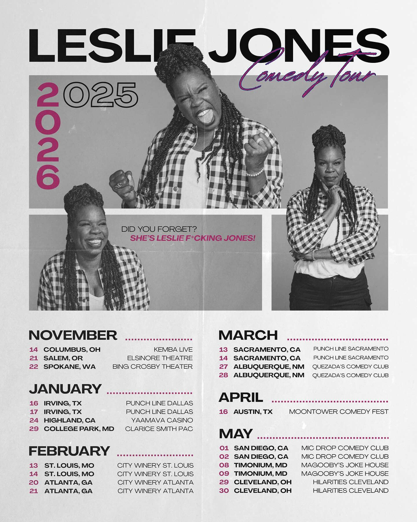 Leslie Jones: Live Tour Poster 2025